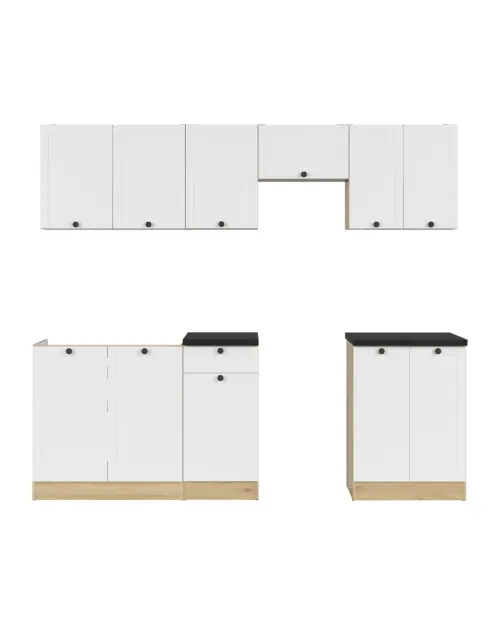 Conjunto de cocina Junona Line 230 cm blanco con encimera