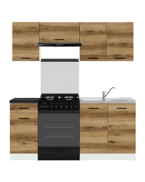 Conjunto de cocina Junona Line 180 cm roble delano claro con encimera