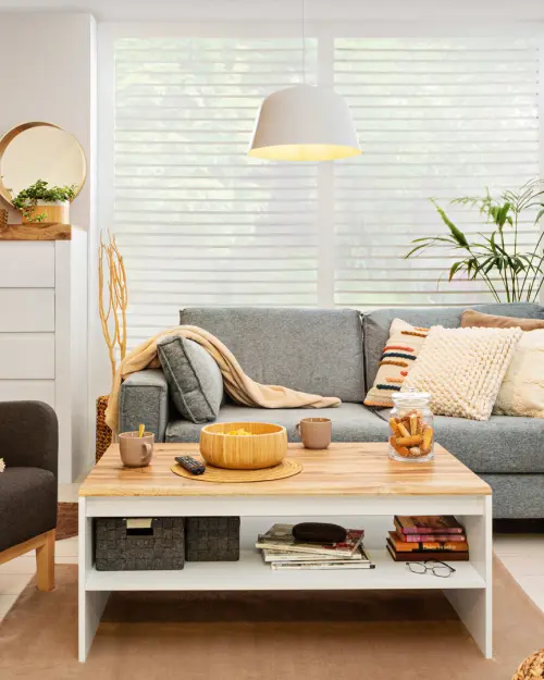 Mesa de centro Holten 110x65 con estante roble wotan/blanco