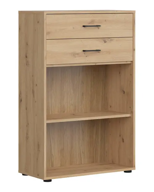 Estantería Space Office 80 cm con 2 cajones y 2 estantes roble artisan