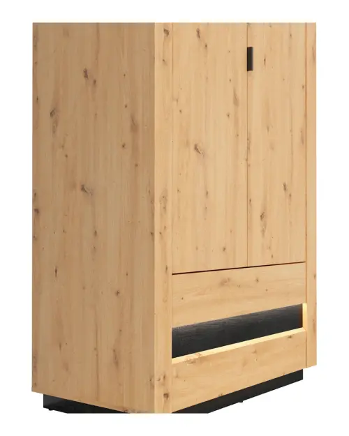 Armario de dos puertas Ostia 100 cm con cajones roble artisan/roble negro