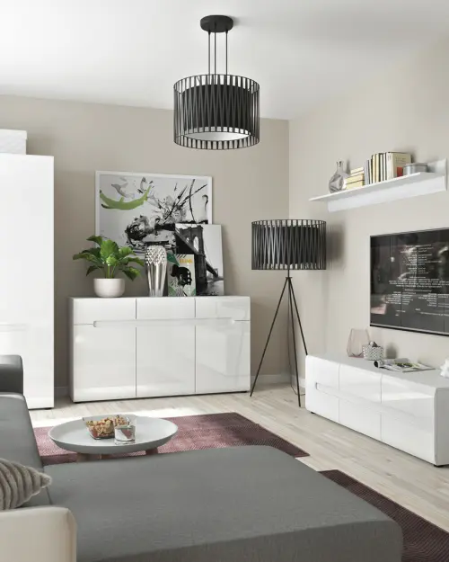 Vitrina Azteca Trio 60 cm con 2 puertas blanco brillo