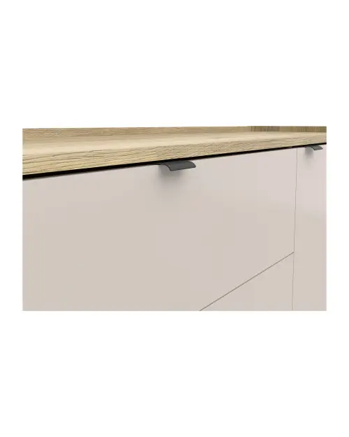 Cómoda Dalva 134 cm con puertas y 3 cajones roble mauvella/cachemira