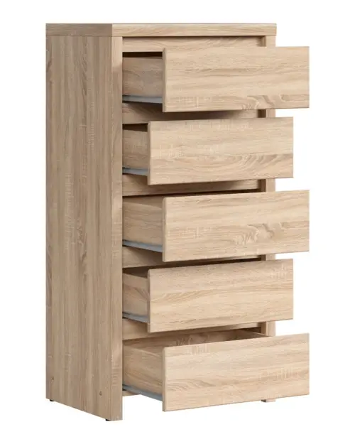 Cómoda Kaspian 56 cm con 5 cajones roble sonoma