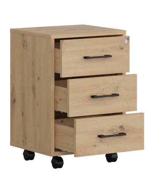 Cajonera Space Office 42 cm con 3 cajones roble artisan