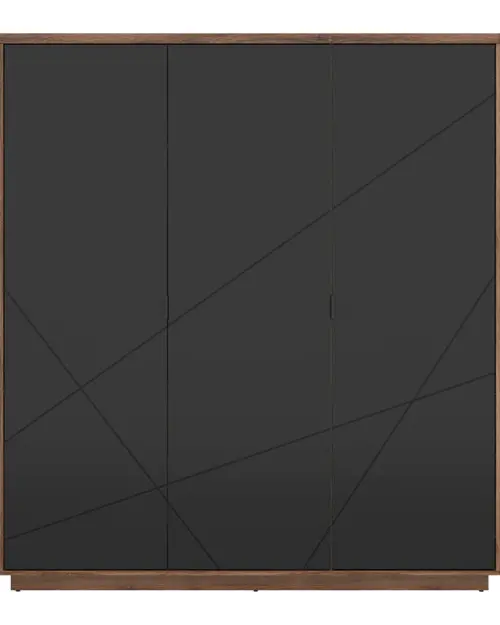 Armario de tres puertas Forn 180 cm roble delano oscuro/negro mate