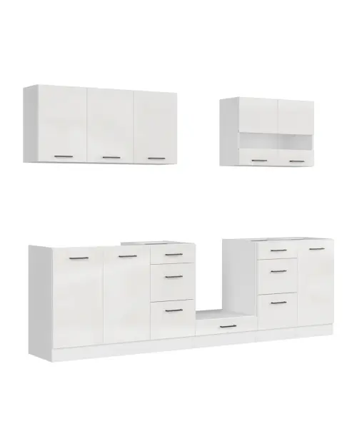 Conjunto de cocina Junona Line 260 cm tiza brillo