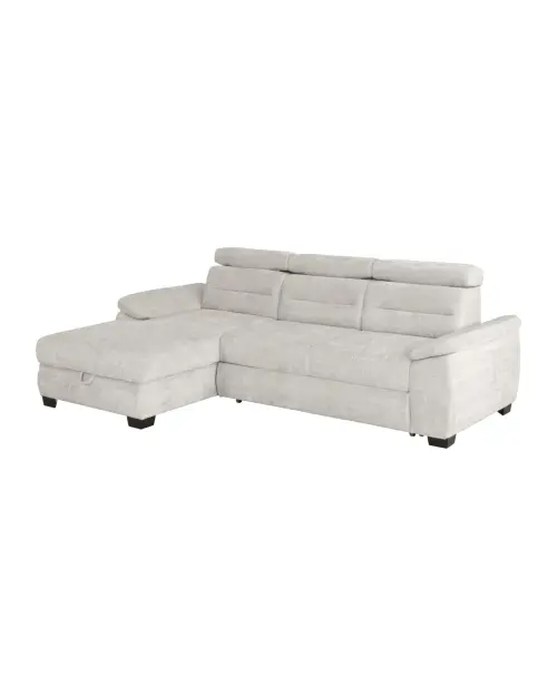 Sofá rinconera izquierda Aguda convertible con arcón beige