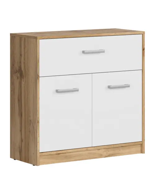 Cómoda Matos 80 cm con 2 puertas y un cajón roble wotan/blanco