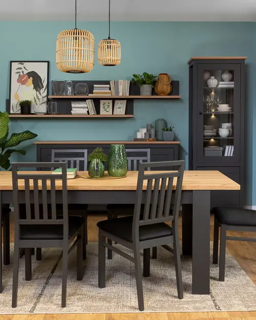 Mesa extensible Hesen 160/200x90 roble artisan/grafito