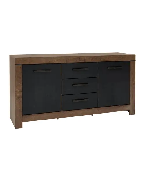 Cómoda Balin 160 cm con 2 puertas y 3 cajones roble monastery/roble negro