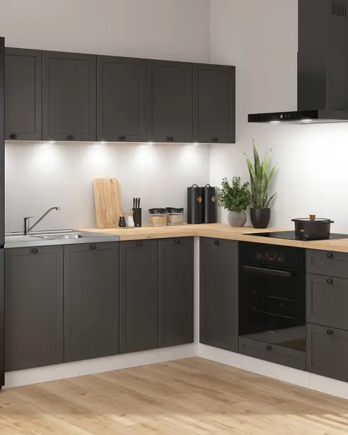 Conjunto de cocina rinconera Junona Line 200x200 grafito con encimera