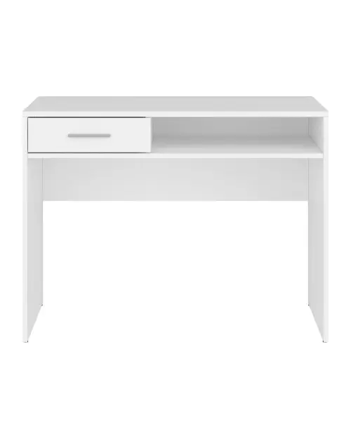 Escritorio Nepo Plus 100 cm con cajón y estante blanco