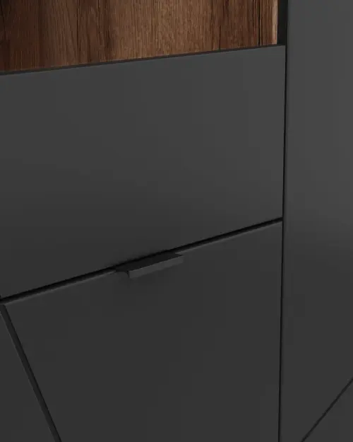 Vitrina Forn 94 cm con 3 puertas roble delano oscuro/negro mate