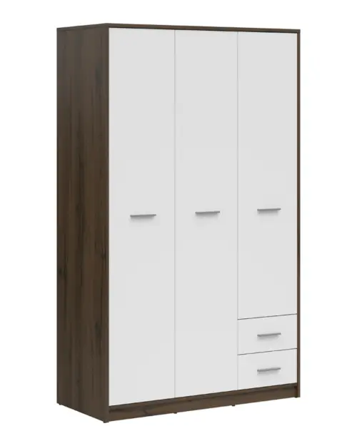 Armario de tres puertas Nepo Plus 118 cm con cajones roble noble/blanco