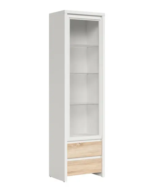 Вітрина Kaspian 56 см з дверцятами та 2 шухлядами білий/дуб сонома