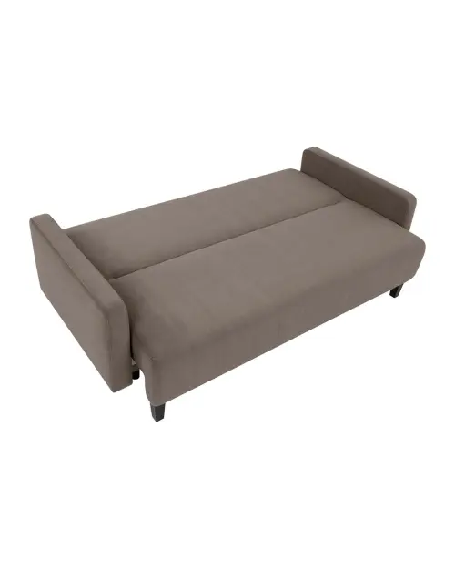 Three-seater sofa bed Marcia with storage brown velvet