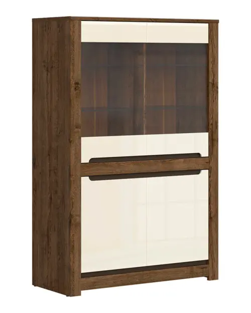 Vitrina Ruso 104 cm con 4 puertas roble april/brillo perlado