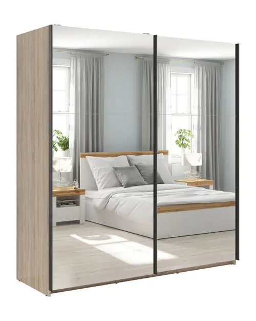 Armario de puertas correderas Tetrix 183 cm con espejo roble sonoma