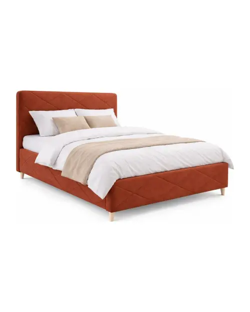 Upholstered bed Bondo 140x200 with storage and frame orange