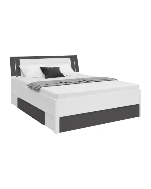 Cama Saturn 160x200 con 3 cajones blanco/grafito