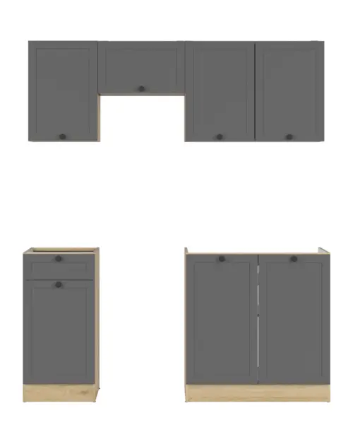 Conjunto de cocina Junona Line 170 cm grafito sin encimera