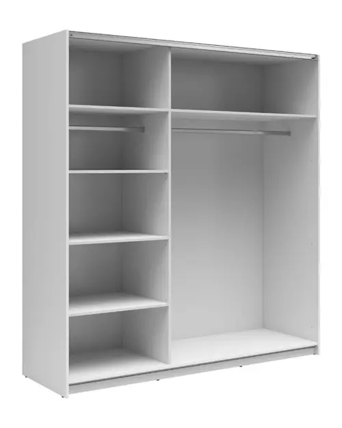 Armario de puertas correderas Tetrix 183 cm con espejo blanco brillo