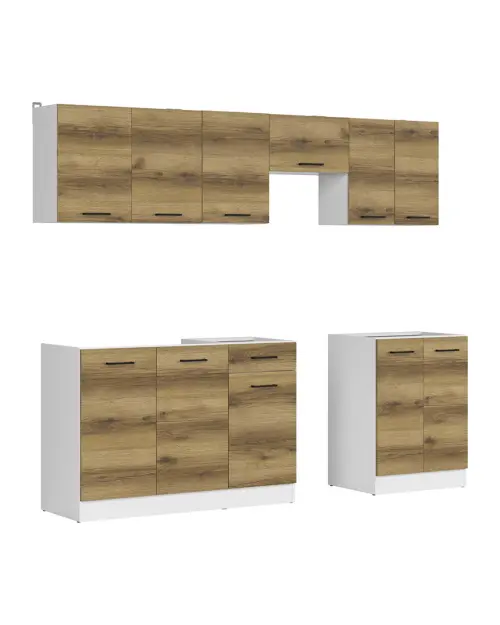 Zestaw kuchenny Junona Line 230 cm dąb delano jasny bez blatu