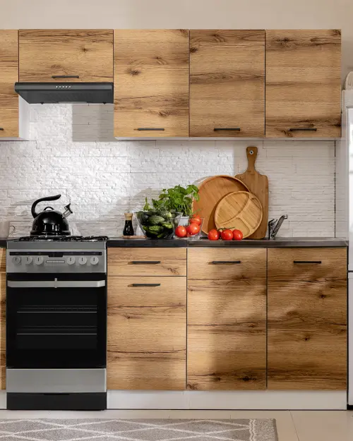 Conjunto de cocina Junona Line 230 cm roble delano claro con encimera