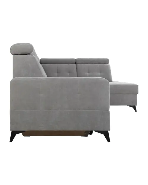 Sofá rinconera derecha Amado convertible con arcón gris