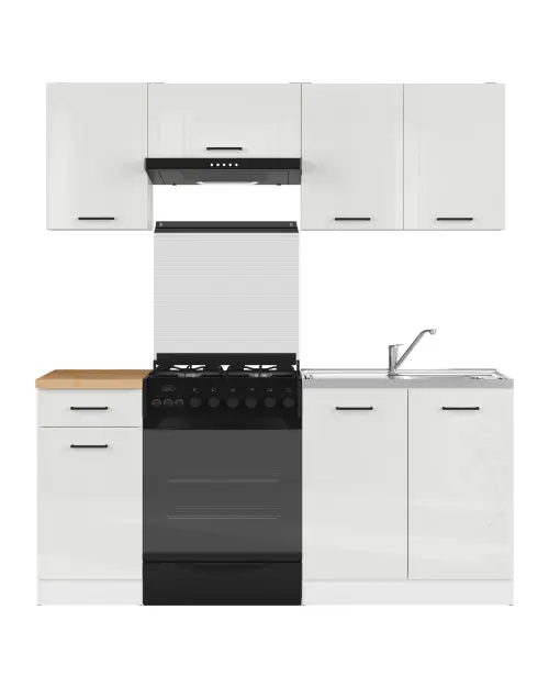 Zestaw kuchenny Junona Line 180 cm kredowy połysk z blatem