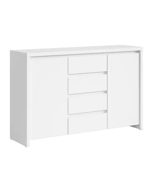 Cómoda Kaspian 144 cm con 2 puertas y 4 cajones blanca