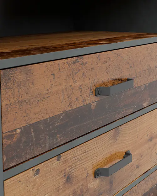 Cómoda Weston 131 cm con puertas 3 cajones y estante pino old style