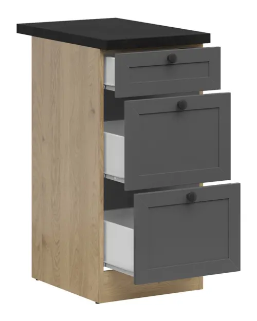 Mueble de cocina inferior Junona Line 40 cm con cajones grafito con encimera