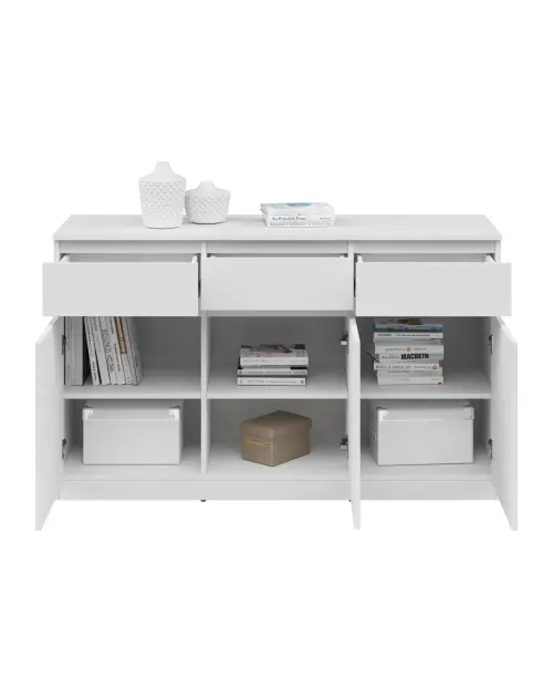 Cómoda Saturn 135 cm con 3 puertas y 3 cajones blanca