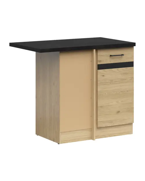 Mueble de cocina bajo de esquina Junona Line izquierdo roble bernstein con encimera ocupa rincón 100x60 cm