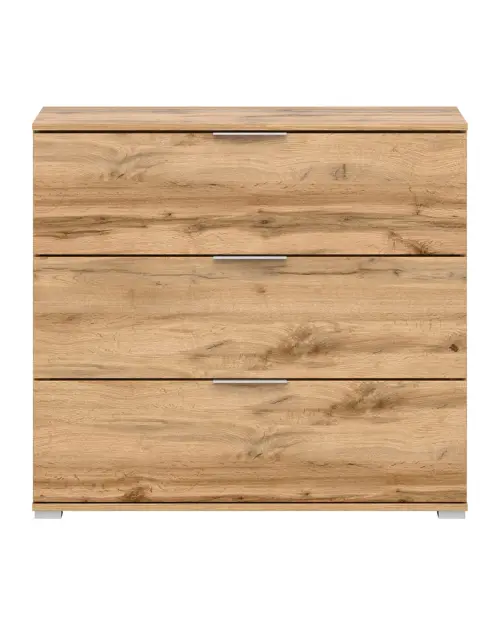 Cómoda Zele 95 cm con 3 cajones roble wotan