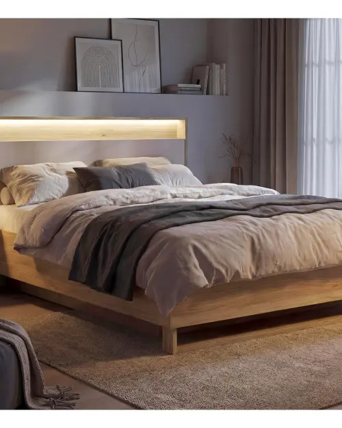 Кровать Dalva 160x200 с основанием и ящиком дуб маувелла/кашемир