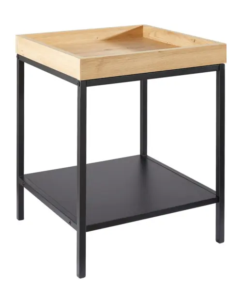 Mesa cuadrada Tom con estante roble-negro