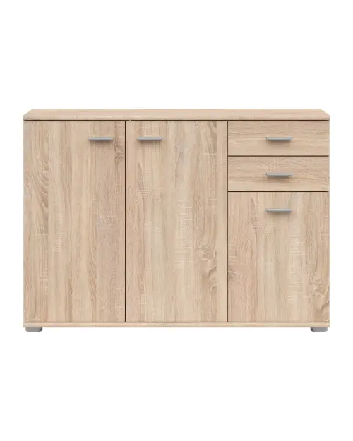 Cómoda Noeda 106 cm con 3 puertas y 2 cajones roble sonoma