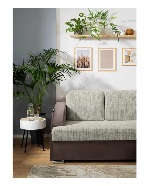 Sofá rinconera universal Merin con función de cama y 2 arcones marrón