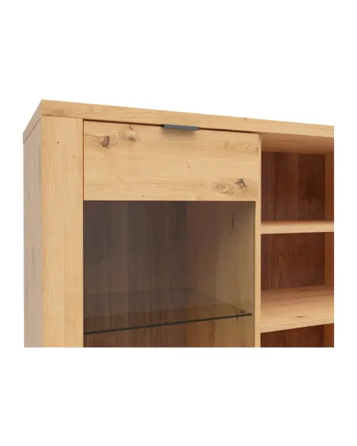 Vitrina Ostia 101 cm con 2 puertas y 2 cajones roble artisan