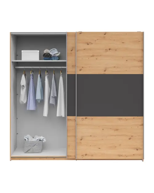 Armario de puertas correderas Saturn 218 cm roble artisan/grafito