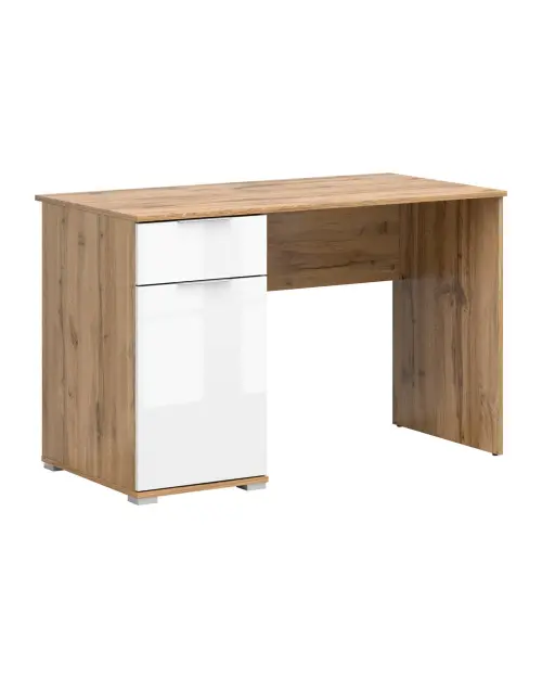 Escritorio Zele 120 cm con puerta y cajón roble wotan/blanco