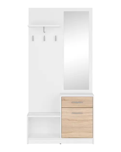 Conjunto de recibidor Nepo Plus 90 cm blanco/roble sonoma