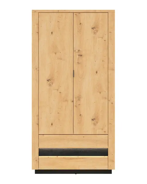 Armario de dos puertas Ostia 100 cm con cajones roble artisan/roble negro