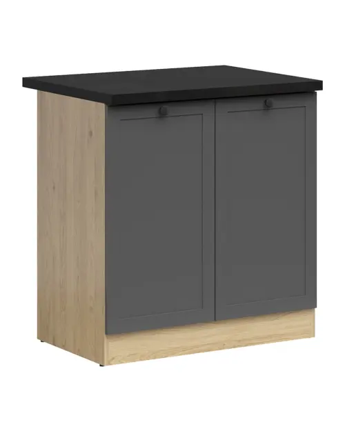 Szafka kuchenna dolna Junona Line 80 cm dwudrzwiowa grafitowa z blatem