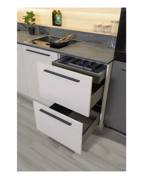 Conjunto de cocina Milino Medium A 285 cm gris/roble con encimera