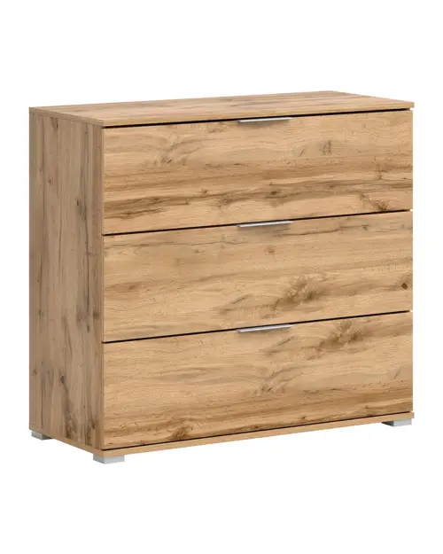 Cómoda Zele 95 cm con 3 cajones roble wotan