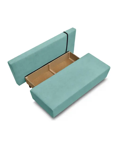 Sofá de tres plazas Sun con función de dormir y contenedor menta